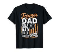 Farmer Dad Tractor and American Flag Fathers Farming T-Shirt