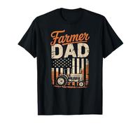 Farmer Dad Tractor and American Flag Fathers Farming T-Shirt