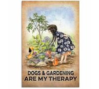Farmer Dogs and Gardening are My Therapy Sign Decor Metal Sign Tin Sign Decor Poster Wall Art Poster 8X12 Inches