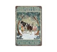 Farmer Farming Gifts Chicken Pig Goat Cattle Cows Poster There Was A Girl Who Really Loved Animals Poster Home Bar Kitchen Coffee Man Cave Garage Wall Decor Art Tin Sign 5.5x8 Inch