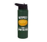 Farmer Garden Work Funny Quote Vegetables Respect The Potato Stainless Steel Insulated Water Bottle