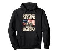 Farmer Grandpa Tractor With American Flag Pride Pullover Hoodie