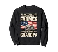 Farmer Grandpa Tractor With American Flag Pride Sweatshirt