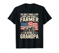 Farmer Grandpa Tractor With American Flag Pride T-Shirt