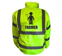 Farmer Kids Hi Vis Yellow Bomber Jacket, Reflective High Visibility Safety Childs Coat, By Brook Hi Vis, Small 4-6 Years