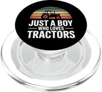 Farmer Life Just A Boy Who Loves Tractors Farm Kid PopSockets PopGrip for MagSafe
