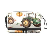 Farmer on Tractor Double Layer Cosmetic Bag for Women and Girls, Travel Toiletry Bag Makeup Handy Pouch Organiser Bag with Brush Compartment