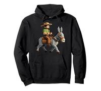 Farmer Riding Donkey Block Style For Boys Girls Gaming Pixel Pullover Hoodie