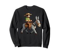 Farmer Riding Donkey Block Style For Boys Girls Gaming Pixel Sweatshirt
