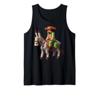 Farmer Riding Donkey Block Style for Boys Girls Gaming Pixel Tank Top