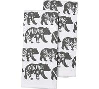 Farmer’s Market Pickup Truck Rooster Chickens Cows Local Honey Mama Bear Kitchen Dishtowel Set of 2 Soft Large Cotton Tea Towels (Bear)
