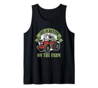 Farmer Tractor Barn Country Life Farm Scene Retro Tank Top
