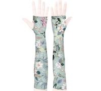 Farmers Defense Gardening Sleeves for Women Sun Protective UV Cooling Thorn Proof Sleeves to Cover Arms for Garden, Light Green Background-floral Patterns, Large