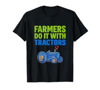 Farmers Do It With Tractors Vintage Neon Farm Design T-Shirt