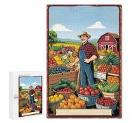 Farmer's Market Day 1000 Piece Puzzle Fun and Challenging Activity and Artwork of Wooden Jigsaw Puzzle for Adults and Families Birthday Party Gift Toy