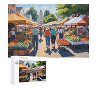 Farmer's Market Day 1000 Piece Puzzles for Adults And Kids Impossible Puzzle Unique Jigsaw Puzzles Ideal for Relaxation and Family Fun
