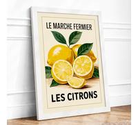 Farmer's Market Lemons Vintage Framed Wall Art Print A3 White
