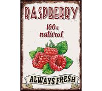 Farmer's Market Raspberry Fresh Fruit Vintage Retor Tin Sign Metal Plate Plaque Poster Shop Farm Yard Garden Wall Decor Signs Gifts Decoration Gift For Classmates Roommates Family 12x16 Inch