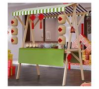 Farmers Market Stand Cart Wooden, Ice Cream/Hot Dog/Candy Folding Vending Pushcart for Business, Large Flea Market/Street Concession Stand Booth with Awning & Tablecloth(Frame+Green 1,150x60x200cm)