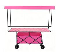 Farmers Market Stand, Heavy Duty Steel Frame, Folding Table with Canopy, 3 Adjustable Heights, Collapsible Outdoor Stand for Desserts and Beverages