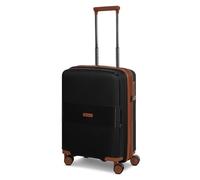 Farmhood Eco Edition Hard Shell Cabin Suitcase Sustainable Small Cabinet Trolley 40 x 22 x 55 cm with Expansion Pleat Expandable from 44 to 50 Litres Ultra Light Only 2.9 kg, black, Koffer S (55 cm