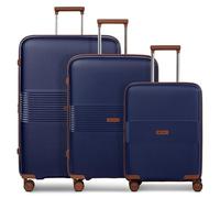 Farmhood Eco Edition Sustainable Hard Shell Suitcase Set 3-Piece | Trolleys with Expansion Pleat Expandable by 6 cm | Robust and Lightweight Material, 4 Double Wheels & TSA Lock | Men and Women, navy