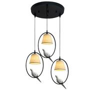 Farmhouse 3 Cluster Pendant Light Fixture Stairwell d Vintage Fabric Ceiling Hanging Lamp Single Bird Rustic Pendant Light Black Long Chaner for Dining Room Kitchen Island Bedroom