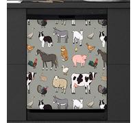 Farmhouse Animals Dishwasher Magnetic Cover Kitchen Decor Horse Cow Sheep Goat Front Dishwasher Refrigerator Magnetic Cover Sticker Appliance Decorative Cover 23 x 26 Inches