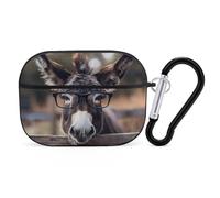 Farmhouse Animals Funny Donkey with Glasses Earphone Case PC Bluetooth Earbud Case Headphone Cases Compatible with Airpods Pro Black-style