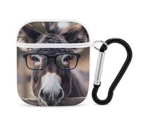 Farmhouse Animals Funny Donkey with Glasses Earphone Case PC Bluetooth Headphone Case Compatible with Airpods 1/Airpods 2 White-style
