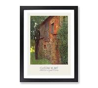 Farmhouse At Kammer With Border By Gustav Klimt Classic Painting Hrz Framed Print | A2 Black Framed Wall Art | Ready to Hang | Farmhouse Historical Picture | Living Room Bedroom Lounge Office
