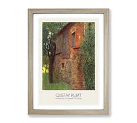 Farmhouse At Kammer With Border By Gustav Klimt Classic Painting Hrz Framed Print | A3 Oak Framed Wall Art | Ready to Hang | Farmhouse Historical Picture | Living Room Bedroom Lounge Office