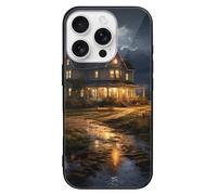 Farmhouse at Night Printed Phone Case Cute Slim Glass Cellphone Protective Cover Unisex Compatible with iPhone 16/16 Plus/16 Pro/16 Pro Max/16 E