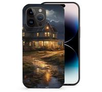 Farmhouse at Night Printed Phone Case Slim Cute Microfiber Cellphone Protective Cover Unisex Compatible with iPhone 14/14 Plus/14 Pro/14 Pro Max