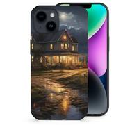 Farmhouse at Night Printed Phone Case Slim Cute Microfiber Cellphone Protective Cover Unisex Compatible with iPhone 14/14 Plus/14 Pro/14 Pro Max