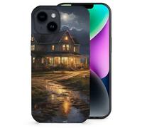 Farmhouse at Night Printed Phone Case Slim Cute Microfiber Cellphone Protective Cover Unisex Compatible with iPhone 14/14 Plus/14 Pro/14 Pro Max