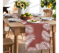 Farmhouse Autumn Palm Leaf Table Runner 120 Inches Long, Boho Tropical Leaves Washable Table Runners Heat-Insulation Kitchen Dining Table Decorations for Home Party Decor 13x120in