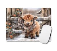 Farmhouse Baby Highland Cow Mousemat Rustic Western Cow Desk Mat Cute Cow Wrap Scraf Mouse Pad Square Mouse Mat Rubber Base Mousepad for Laptop Computer Office Working Gaming 11.8" x 9.8"