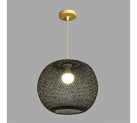Farmhouse Bamboo Weaving Pendant Lights for Bedroom,Globe Wicker Kitchen Island Lighting Fixtures Colorful Rattan Dome Hanging Light Yearn for (Red 37x32cm)