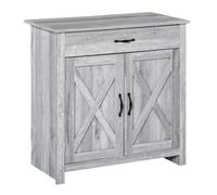 Homcom Farmhouse Barn Door Sideboard Buffet Storage Cabinet Coffee Bar In Grey Grey