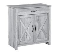 Farmhouse Barn Door Sideboard Buffet Cabinet Coffee Bar Storage Grey Cupboard