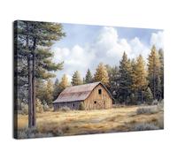 Farmhouse Barn Wall Art Vintage Forest Wall Decor Rustic Botanical Pictures for Living Room Retro Big Barn Farm Landscape Wall Painting Modern Artwork for Bedroom Bathroom Home Decoration 30x40cm