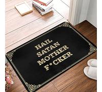 Farmhouse Bath Mat Hail Satan Mother F*Cker Doormat Front Door Decor Vintage Decor(50X80CM)