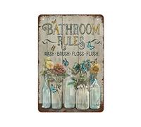 Farmhouse Bathroom Decor,Wall Art,Bathroom Rules, Bathroom Signs, Bathroom Canvas, Bathroom Wall Decor, Vintage Bathroom Arts Retro Metal Tin Sign For Home Coffee Club Wall Decor 8x12inch