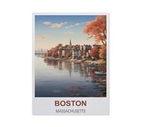 Farmhouse Bathroom Decor Wall Art Funny Bathroom Wall Decor Signs,Boston Massachusetts Vintage Travel Poster,Tin Sign Home Decor(20x30cm)8x12 inch-BZ60
