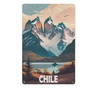 Farmhouse Bathroom Decor Wall Art Funny Bathroom Wall Decor Signs，Chile，Snow Mountain Landscape，Tin Sign Home Decor(20x30cm）8x12 inch-AE56