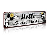 Farmhouse Bathroom Decor Wall Art Funny Bathroom Wall Decor Signs-Hello Sweet Cheeks-Donkey Tin Sign Home Decor 4" by 16"