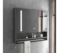 Farmhouse Bathroom Mirror Cabinet with Storage, 80cm Vanity Mirror Medicine Cabinet, Stylish Grey Design for Bathroom & Living Room, Functional & Chic Home Decor