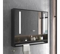 Farmhouse Bathroom Mirror Cabinet with Storage, Black 80cm Vanity Medicine Cabinet with Mirror for Living Room and Bathroom, Stylish & Functional Home Decor