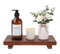 Farmhouse Bathroom Tray Organizer Wooden Riser Stand Wood Trays for Kitchen Counter Decor Pedestal Dish Soap Dispenser Holder Kitchen Sink Tray Modern Bathroom Vanity Accessories Decorative Trays